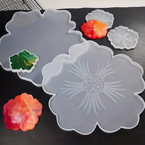 Silicone Resin Tray DIY Mold Flower Sakura Shaped Geode Agate Platter Epoxy Molds Coaster Mold, For Fruit Cup, Serving Board And Home Decoration