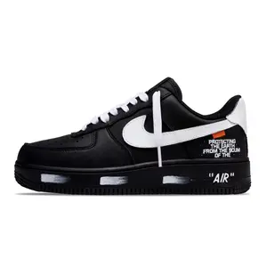 Nike Air Force 1 Low-Top Sneakers: British-Inspired Black and White Deconstructed Graffiti Design for Men and Women, Featuring Slip-Resistant, Durable, and Lightweight Construction Trending Shoes, House White Official Shoes to Get / Maison Mihara