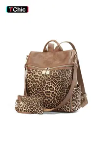 Backpack Purse for Women Leopard Back Pack Purses PU Leather Backpack Bags Multi-Purpose Anti-Theft Shoulder Bag, Suitable as a Gift for Mothers for Daily Handbags for Travel Work