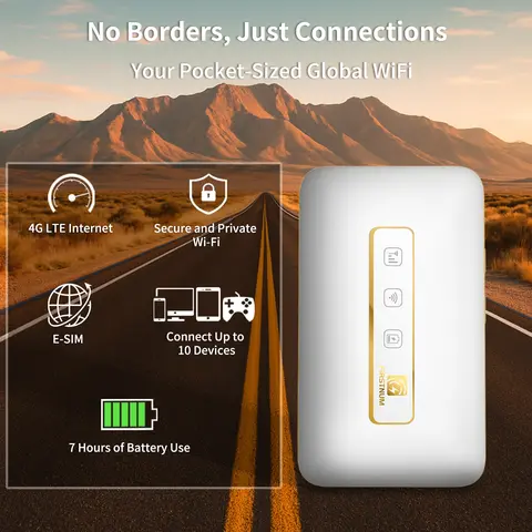 FIRSTNUM M5 Plastic Smart WiFi Wireless 4G LTE Tri-Band Pocket Router - Wireless Outdoor, Travel-Ready Data, No SIM/Contract, 1GB Free Monthly Data, Connect Up to 10 Devices, Global Travel Use (150+ Countries)