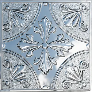 Wall Wear 10-Pack Peel and Stick Metal Tiles Silver Fleur 8x8 Premium Water Resistant Aluminum Tiles for Kitchen Bathroom Ceilings DIY Projects