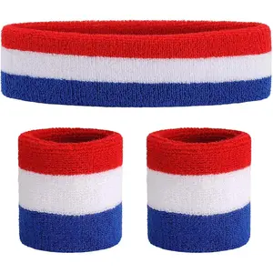 Set Sports Headband  Set  Terry Cloth  Wrist  Headbands Moisture   Head Band