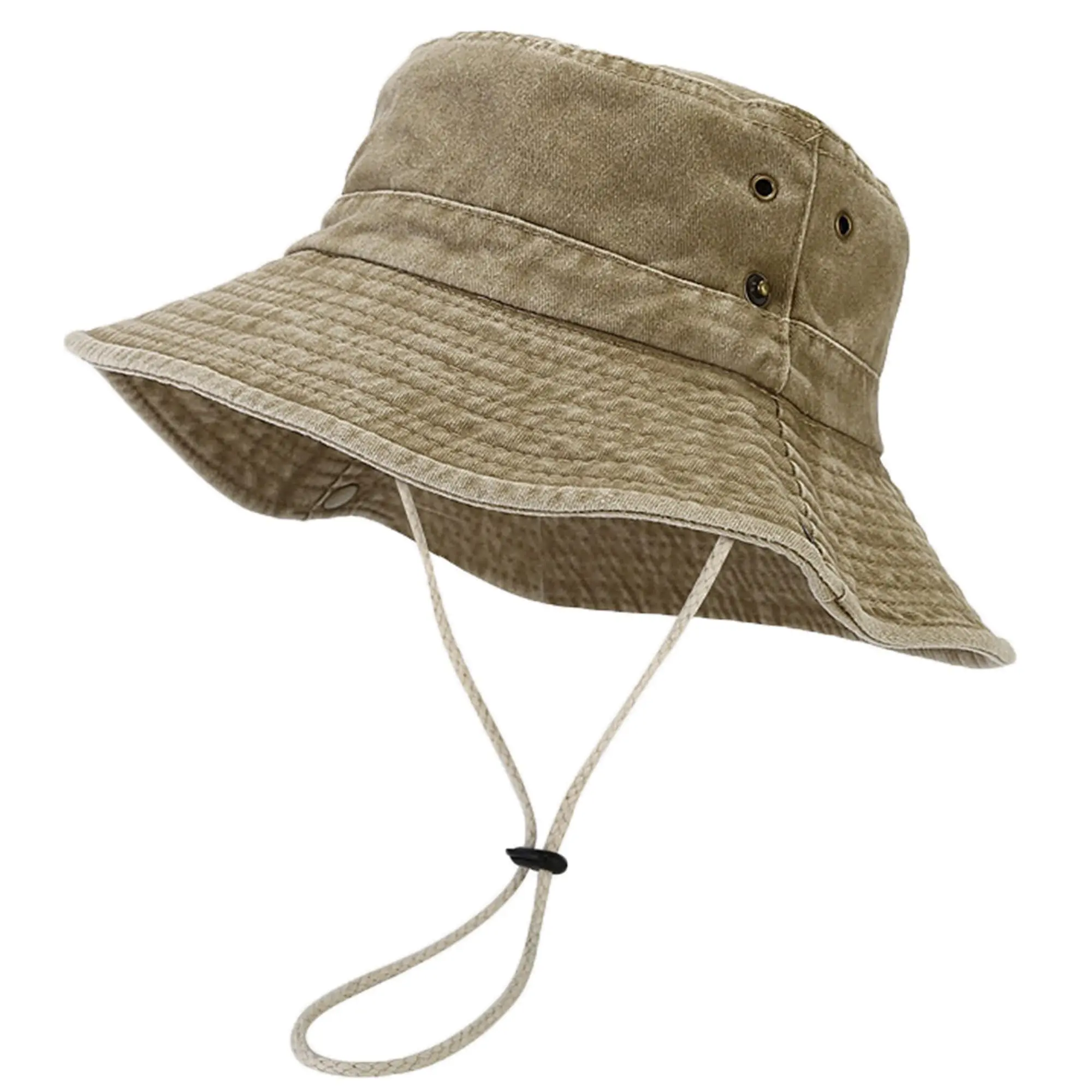 Unisex Vintage Washed Cotton Boonie Hat Wide Brim PackableSun Protection Safari Hat Fishing Bucket Cap with AdjustableChin Strap for Hiking Camping sun hat
