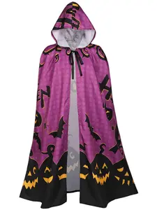 Halloween Cosplay Costume Witch Cloak, Printed Party Dress-Up, Perfect for Halloween Parties & Events, Stylish Wizard Robe