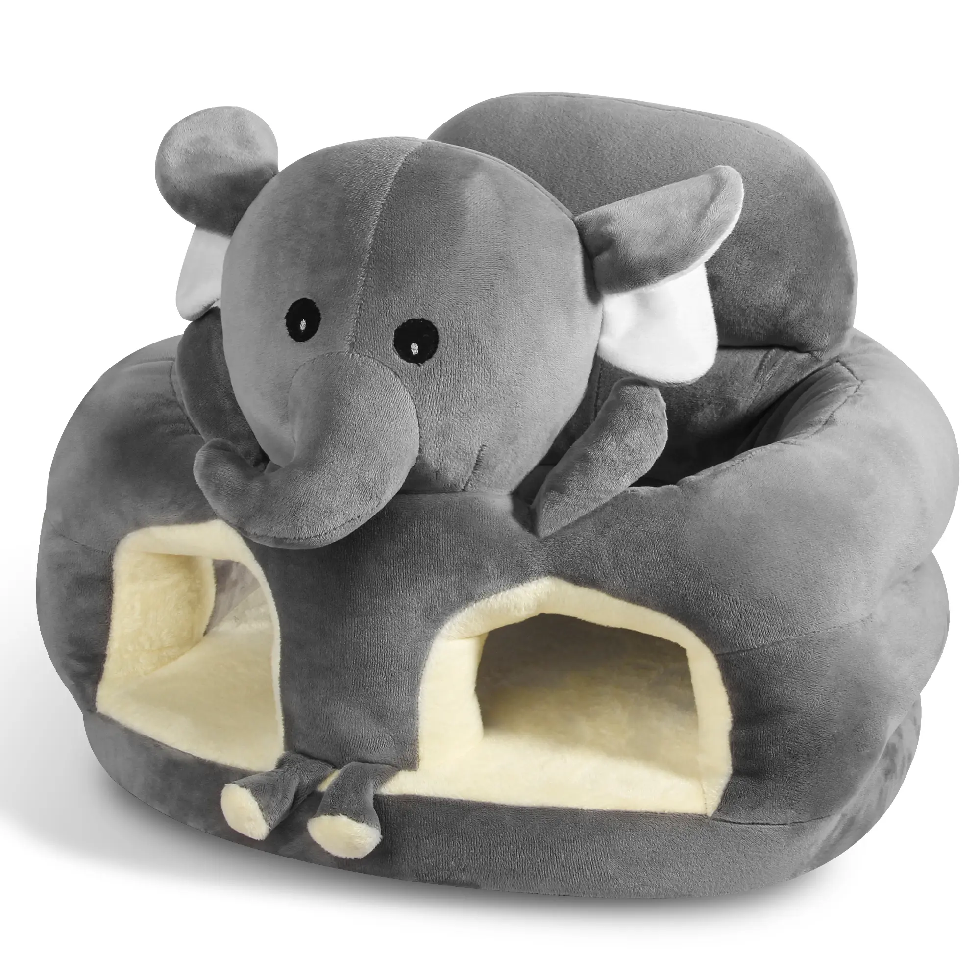 Sit Up Floor Seat for Baby 3-24 Months, Plush Animal Shaped Support Floor Chair Learning to Sit, Infant Toddler Baby Sofa with Cotton Filling, Non-Slip Bottom