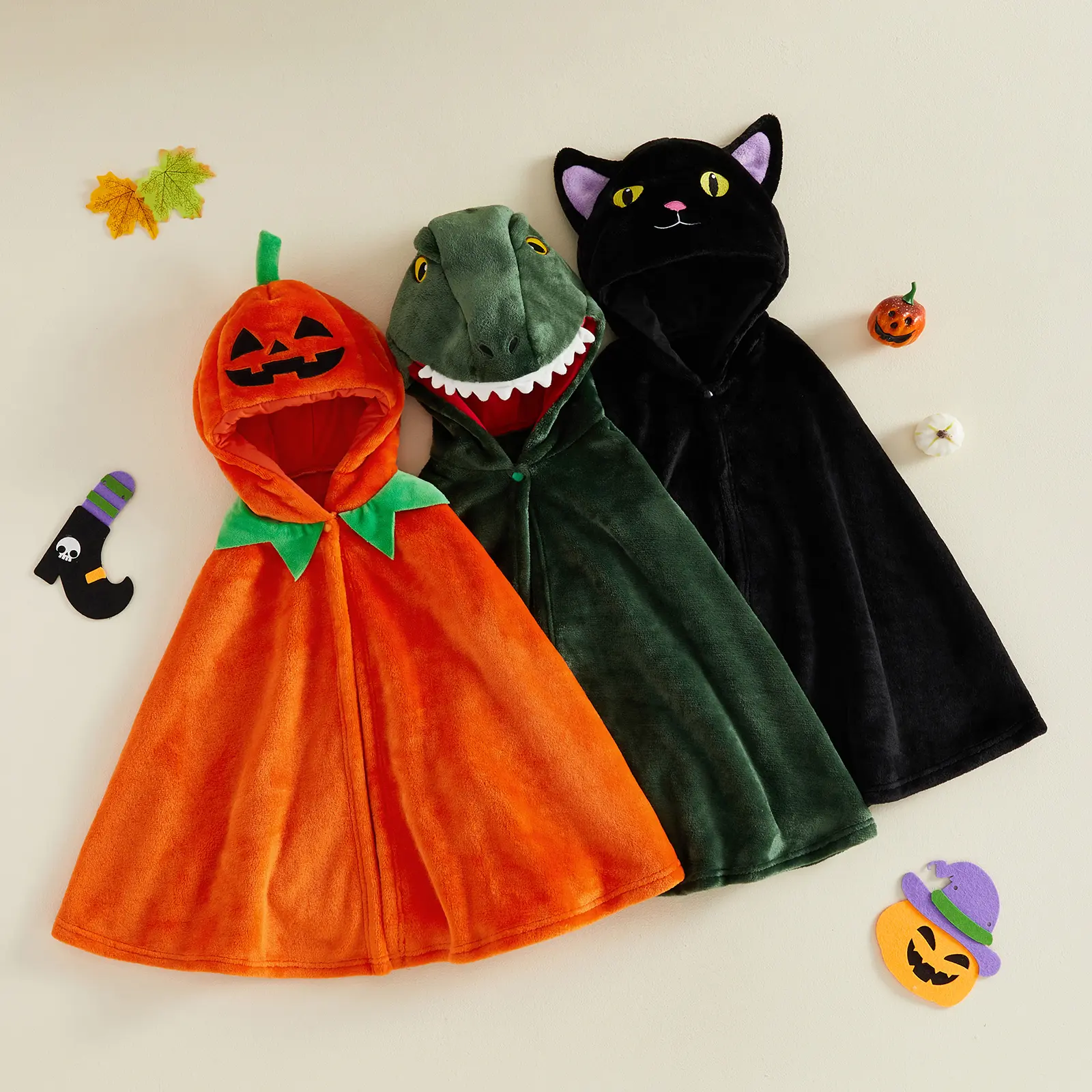 Toddler Baby Little Boy Girl Hooded Cloak Cape Pumpkin Dinosaur Poncho for Halloween Cosplay Party Fall Winter 3 Months-4 Years