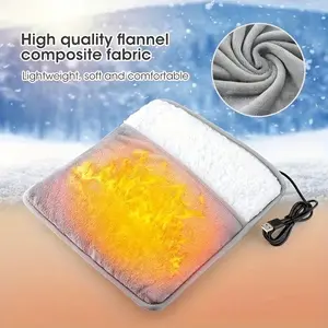 USB Heated Foot Mat, Washable Velvet Soft Polyester Enclosure Electric Heating Pad, Home Warm Slippers, USB Powered, Comfortable and Durable, Ideal for Winter Use