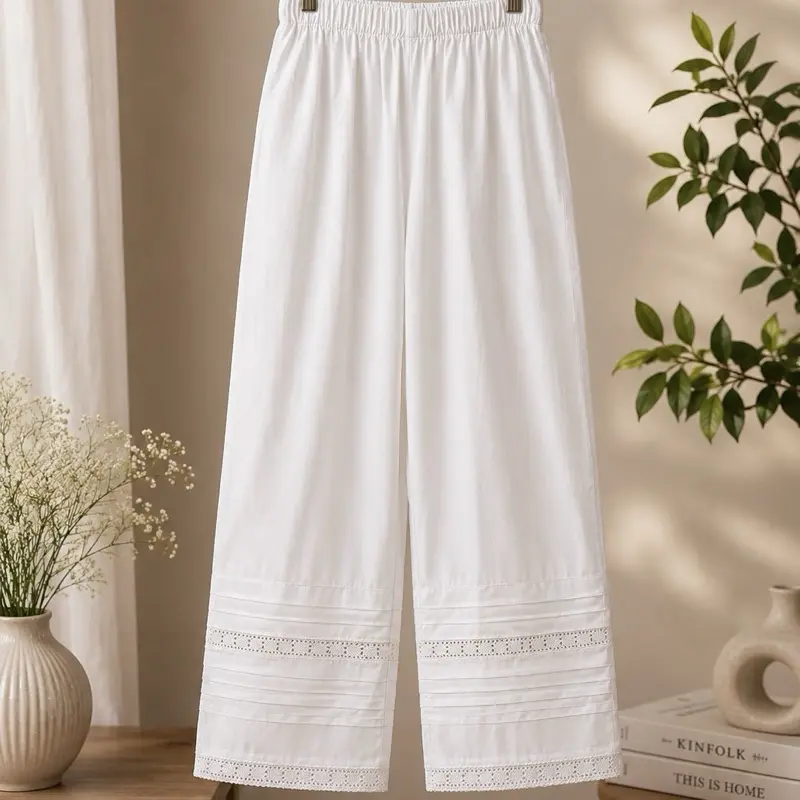 White Shalwar for Women, Lightweight Breathable Traditional South Asian Bottom Wear