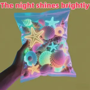 50pcs Bag Glow-In-The-Dark Ocean Theme Fish Tank Decorations, Fluorescent Shell Aquarium Landscape Aquascaping, Colorful Starfish for Garden Aquascape