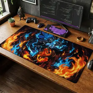 PKM Mega Fire Dragon Playmat Anime Mousepad TCG Gaming Office Desk Mat