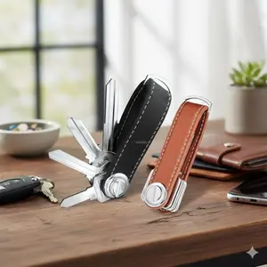 Leather Key Organizer Holder | Multi-Layer Keychain Pouch for Men & Women | Compact Key Case with Anti-Scratch Protection | Minimalist Key Wallet Keyring Storage