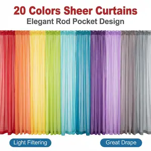 Window Wear 4 Panels 52X63Inch Kitchen Curtain Set, made of Terylene chiffon fabric, lightweight, transparent, soft and flowing, pole-hanging style, easy to install, can better decorate your home, FT2531