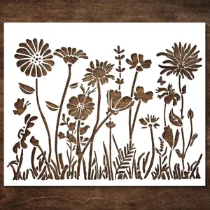 Large Wildflower Stencil for Painting (15x12 Inches) - Stencils for Crafts  for Canvas, Fences, Fabric, Furniture - DIY Wall Stencils for Painting Large