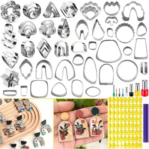 76pcs Polymer Clay Cutters for Earring Making, 67 Shapes Stainless Steel Clay Cutters Clay Tools Set with 8 Circle Shape Cutters & 1 Letter Stamp
