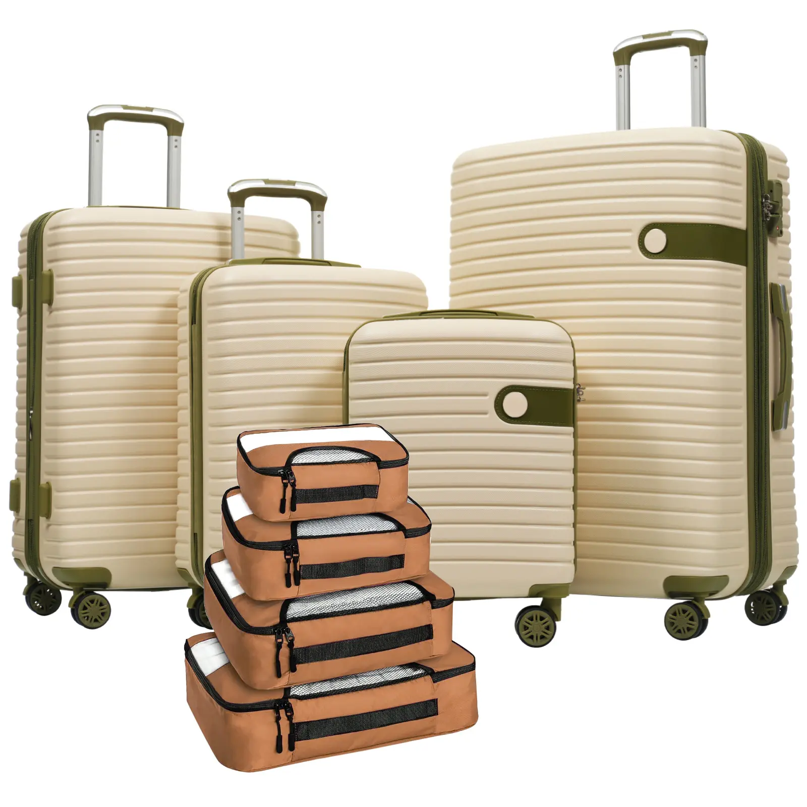 4-Piece Hardshell Luggage Set (16"/20"/24"/28") – Lightweight Expandable Suitcases with Spinner Wheels, TSA Lock & 4 Packing Cubes for Travel