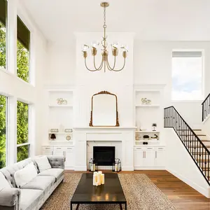 PARROT UNCLE 26 Inch Uriah 5-Light Golden Chandelier Modern Rustic Lamps for Dining Living Bedroom Decorative Atmosphere Lamp lighting