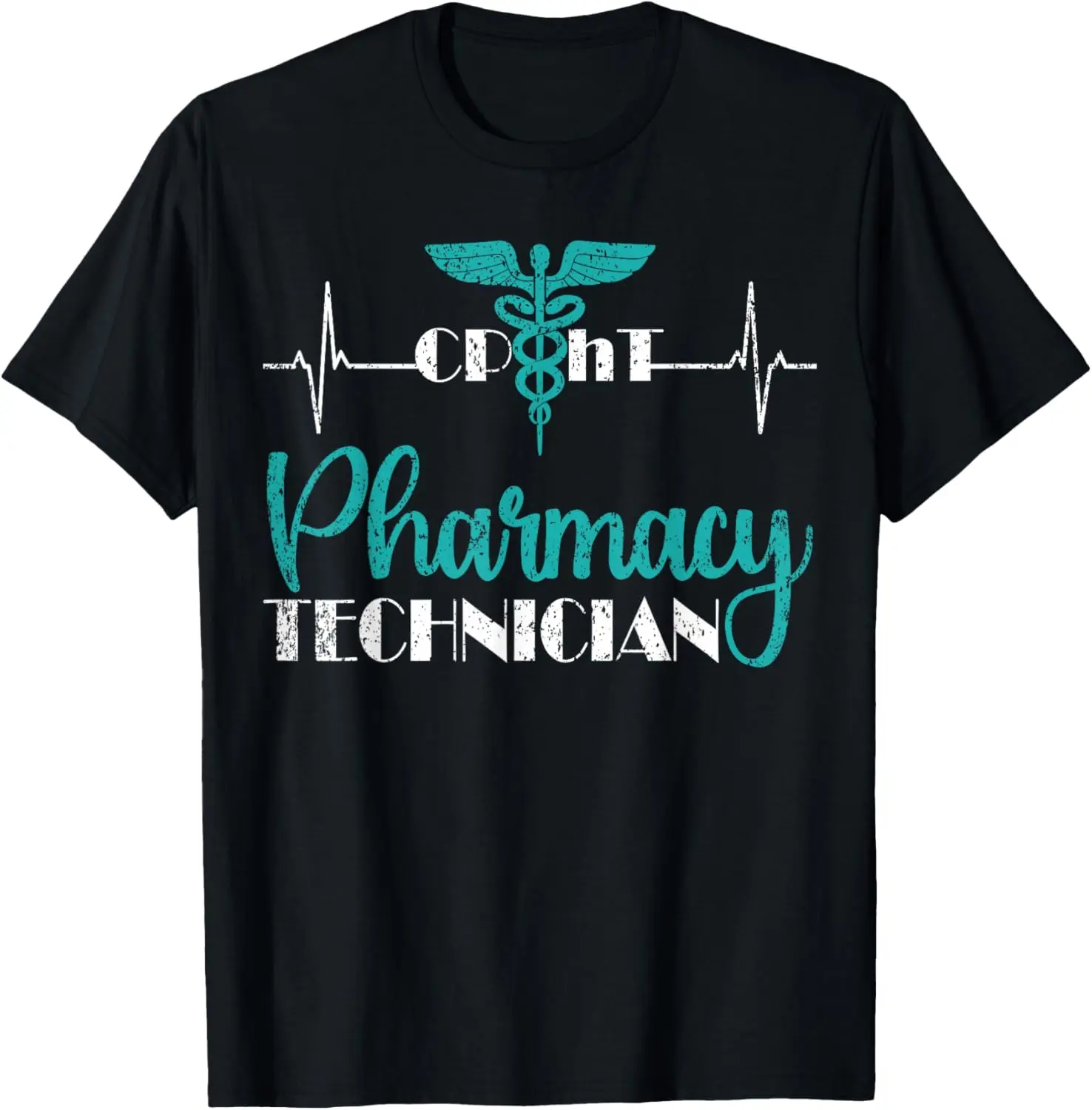 Women's 100% Cotton Round Neck Shortsleeve Comfortable Lightweight Top - Breathable Casual Fabric T-Shirt, CPhT Pharmacy Technician EKG Heartbeat Pharmacist Gift
