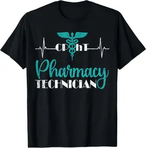 Women's 100% Cotton Round Neck Shortsleeve Comfortable Lightweight Top - Breathable Casual Fabric T-Shirt, CPhT Pharmacy Technician EKG Heartbeat Pharmacist Gift