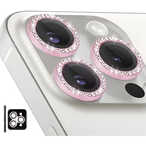 Camera Lens Protector for  16 Pro/ 16 Pro Max, Individual Tempered Glass Camera Ring Lens Protector with Installation Tray Fit for  16 Pro/16 Pro Max  Pink