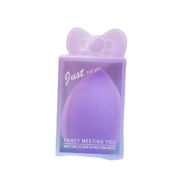 Portable Makeup Sponge Blender, Bevel-Cut Purple or Gourd-Shape Pink, with Individual Tube, Tin Box and Carry Organizer, Cosmetic, Beauty, Daily Use, Hydrophilic Polyurethane, Single Item