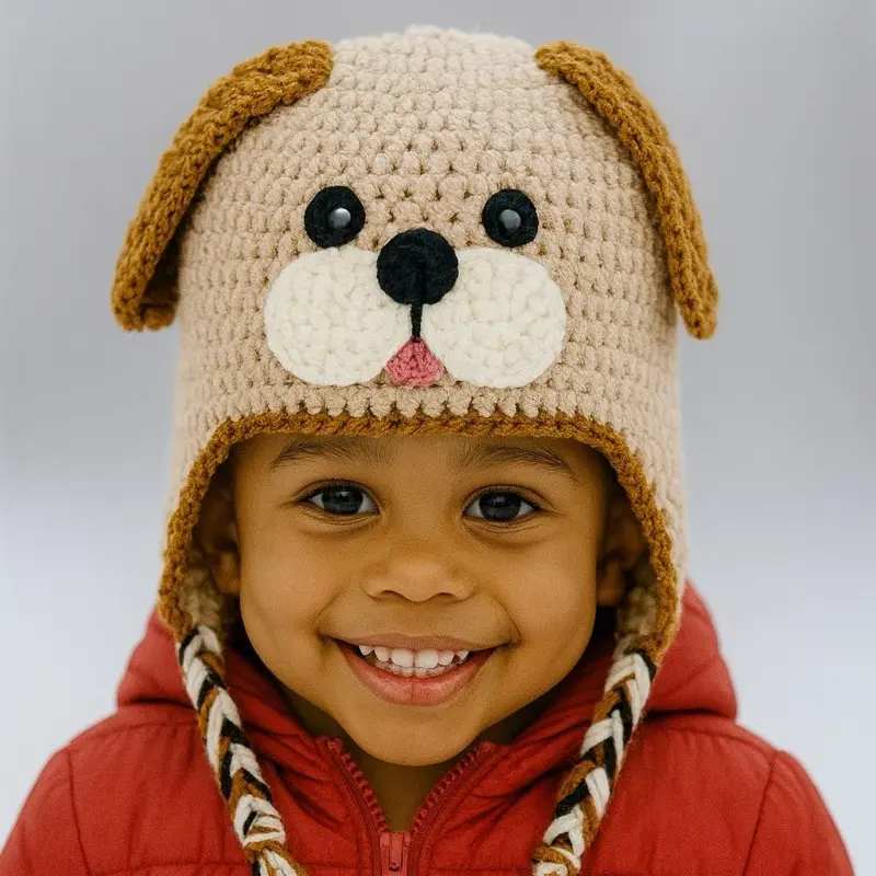 Handmade Crochet Character Hat with Ear Flaps – Sizes Newborn to Adult