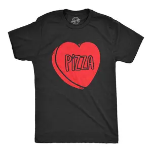 Mens Pizza Candy Heart Funny Pizza Lovers Valentines Day Relationship T shirt Mens Funny T Shirts Cool Vintage Fashion T-Shirt Gift Classic Menswear Love Apparel for Men Funny Food Short Sleeve Novelty Tees for Black