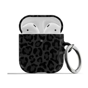 Black Leopard AirPods Case Preppy Cheetah Trendy Cute Aesthetic Protective Cover For Airpods 1st 2nd Generation, Airpods Pro
