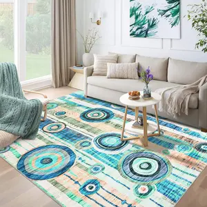 GARVEE 10x13 Washable Modern Area Rug in Teal Blue - Extra Large, Soft, Non-Slip, Foldable Thin Carpet for Living Room, Bedroom, Dining Room, Office, and Indoor Contemporary Spaces