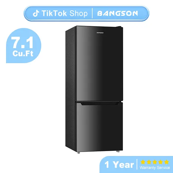 BANGSON 7.1 Cu.Ft Double-Door Double-Compartment Fridge-Freezer, Bottom Freezer Fridge, Medium Capacity for Apartment, Adjustable Thermostat, Energy Saver, Quiet Operation, LED Interior Light, Gift Idea, Double-Compartment Fridge-Freezers