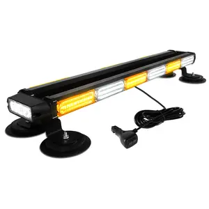 26 Inch Amber White Strobe Lights Kit, 126 LED Work Lights Bar, Double Side Flashing Safety Light Bar Snow Plow Light with Magnetic Mount for Trucks Vehicles Construction Tow Pickup