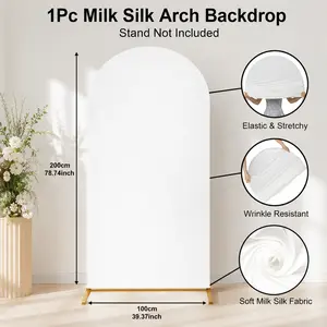 Fun Party 7.2FT White ivory Arch Backdrop Stand Cover for Party Decorations, Arched Wedding Photo Booth Background Panel for Birthday Baby Shower Balloon Garland Decor