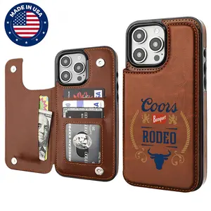 Coors Beer Cow Cowboy Creative Trendy Vintage Western Style Leather Card Holder Wallet Aesthetic Design Pattern Casing For iphone 16 15 14 13 12 Plus Pro Max Flaunt Mobile Phone Case TPU Pu Holder Drop Protection Shockproof Protector Smartphone Cover