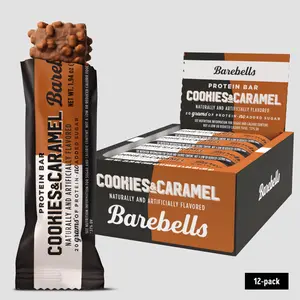 Barebells Protein Bars Cookies & Caramel with 1g of Total Sugars - 1.9oz Bars - Snacks with 20g of High Protein - On The Go Protein Snack & Breakfast Bars
