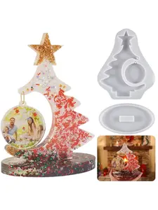 Crystal Drip Glue Christmas Tree Frame Set, Silicone Mold DIY Handmade Table Decor, Holiday Craft Supplies, 1pc