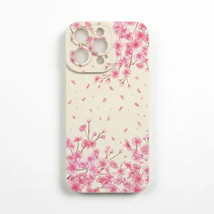 Pink floral pattern, white phone case, compatible with iPhone 17, 16, 15, 14, 13, 12, 11, 17 Pro Max, Pro Plus, and Air series. Perfect as a gift for your boyfriend or girlfriend, or for holidays, combining premium quality with a stylish choice.