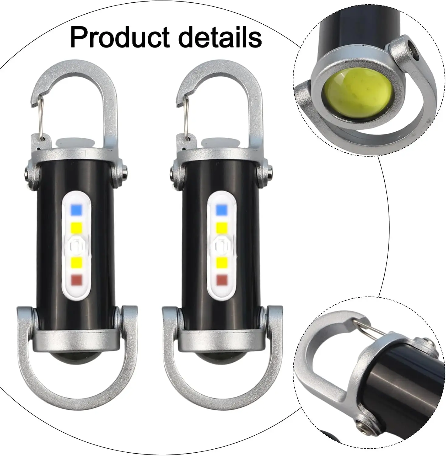 2PC Rechargeable Keychain Flashlights,High Lumen EDC Mini Flashlight, COB Keychain Work LED Flashlight 7 Lighting Mode,Keychain waterproof Light for Walking, Searching and Hiking ideal holiday Christmas Gifts