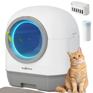 Royalcraft Smart Self-Cleaning Automatic Cat Litter Box with Odor Control, Infrared Sensors, Sleep Mode, and Remote APP Control for Hands-Free Convenience, White