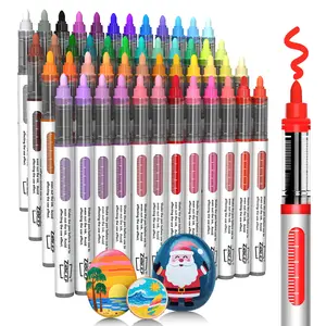 GuangNa×ZiBEEF 48/60/100 Acrylic Paint Markers Water-Based Quick-Dry Waterproof Pens with Automatic Ink Control System for Rock Wood Fabric Canvas DIY Art Crafts