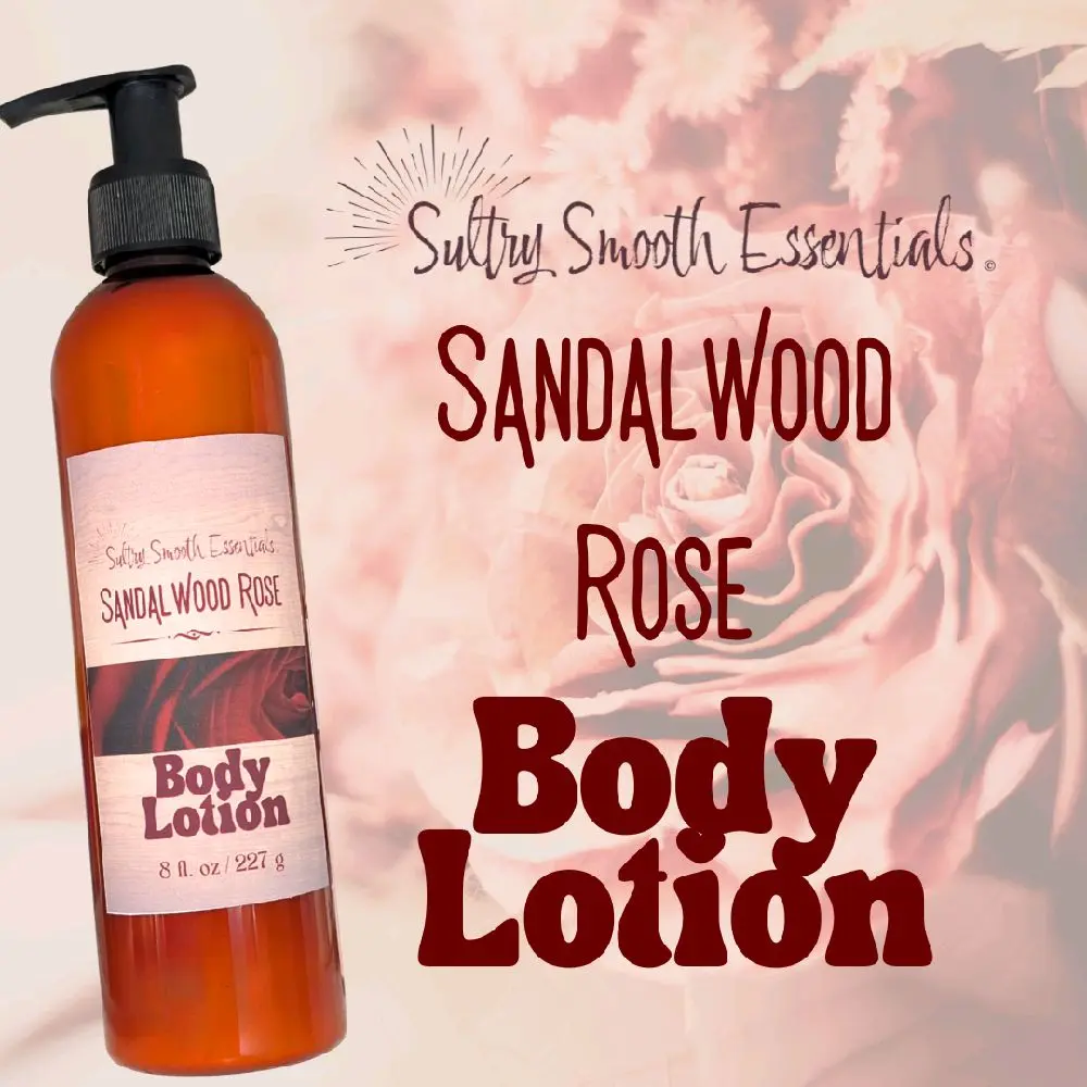 Sandalwood Rose Body Lotion - Jojoba & Avocado Oils Body Care Moisturizer for All-Day Hydration, Soothing Selfcare Vintage Rose Scented Formula