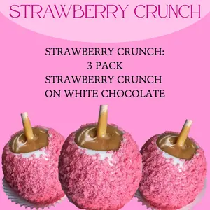 Strawberry Crunch 3 Pack on White Chocolate - Gourmet Delight with Strawberry & Caramel - Perfect for Any Occasion - USA Made