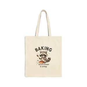 Whimsical Baking Tote Bag with Raccoon Design, Eco-Friendly Shopping Bag, Gift for Bakers, Kitchen Tote, Reusable Grocery Bag