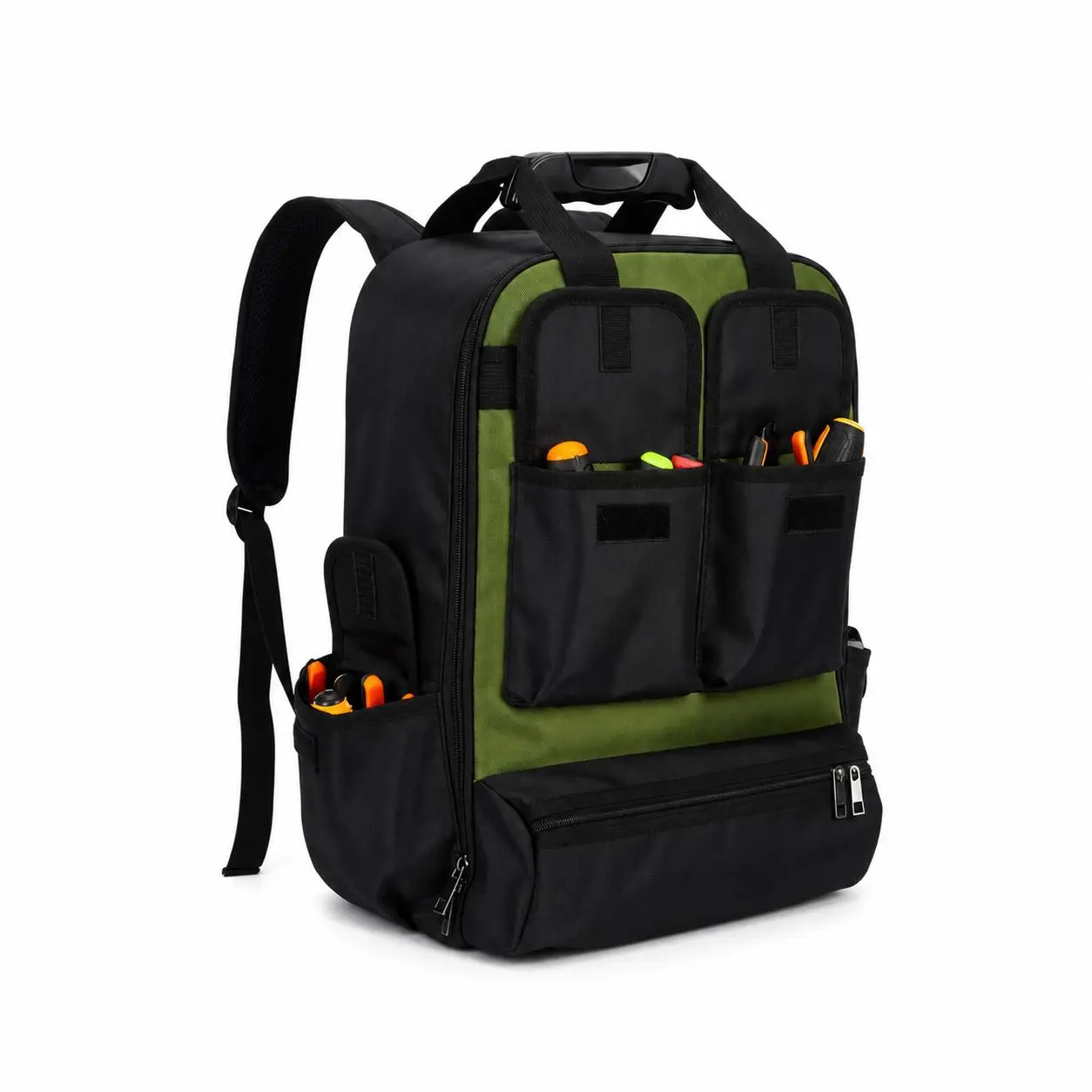 18 Inch Heavy Duty Tool Backpack, Bag Organizer with Shoulder Straps & Multiple Pockets for Electricians, Mechanics, HVAC Engineers, Contractors
