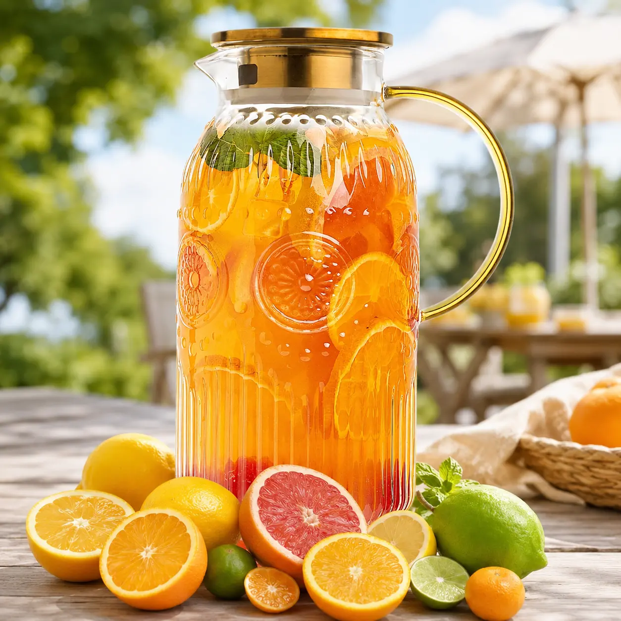 Glass Pitcher with Lid, 68 oz/ 2 Liter Vintage Water Pitcher,Glass Water Carafe for Cold Brew, Coffee, Lemonade, Iced Tea,Beverage, Heat Resistant Jug Teapot Home