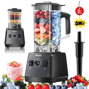 Prasky PRO 3L/101OZ Blender,Kitchen for Blender BPA Free 2 Containers Countertop Blenders Ice Crushing&Max.2400Watts/1000Watts Blender and Grinder Combo 25000RPM , Smoothies/Juice/Nuts BUTTER/Food Processor/Kitchen Appliances