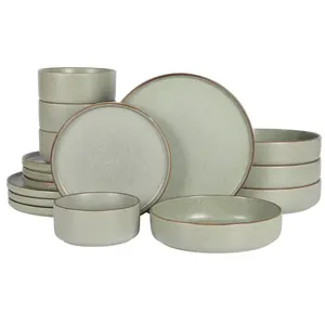 Gibson Elite Gelston Stoneware Matte Reactive Glaze 16 Piece (Service for 4) Plates and Bowl Dinnerware Set