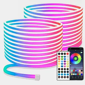 YeeWhale 100FT/132FT Neon LED Rope Lights IP65 Waterproof LED Lights for Bedroom Flexible LED Light Strip with Remote/APP Control RGB Lighting Strip for Indoors Outdoors Bedroom Room Home Décor