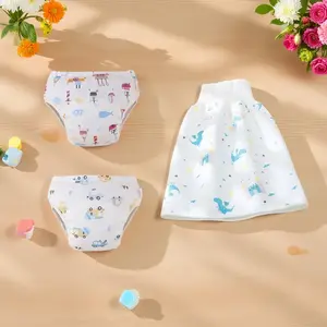 3pcs Baby Diaper Pants + Cloth Diaper Skirt, Reusable Washable, Suitable for Potty Training, Leak-Proof, Soft and Gentle Skin-Friendly