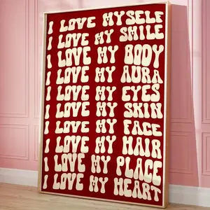 Vintage Red Motivational Wall Art - 1pc Positive Quote Vertical Poster with Uplifting Affirmations, Unframed Modern Art Deco Decor for Living Room, Bedroom, Apartment & Housewarming Gifts, Wall Hanging Decor, Artistic Typography