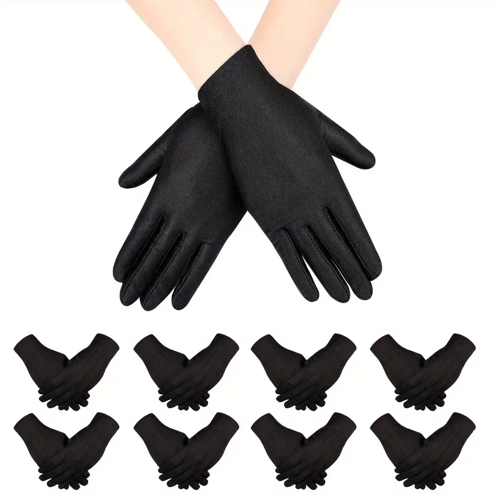 8 Pairs Adult Formal Black Gloves - Soft, Breathable, Simple, Stylish Uniform Gloves for Men - Ideal for Military Parades, Banquets, Formal Gloves