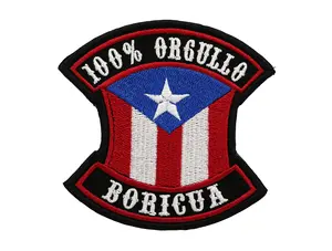 100% Orgullo Boricua Embroidery Biker Patch